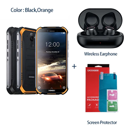 Add Wireless Earpho Обновленный 2 ГБ+ 16 Гб DOOGEE S40 MTK6739 четырехъядерный Android 9,0 4G сетевой прочный мобильный телефон IP68 5,5 дюймовый дисплей 4650 мАч МП NFC - Цвет: Add Wireless Earpho