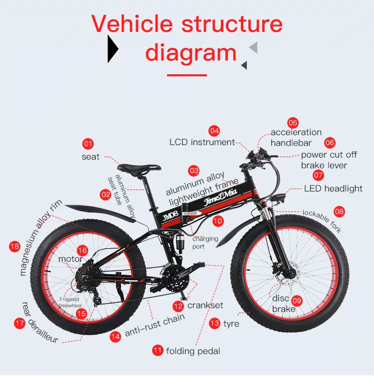 Electric Snow Scooter Adults Two Wheels Electric Bicycles Fat Tires Smart Folding Off Road Electric Bike (1)