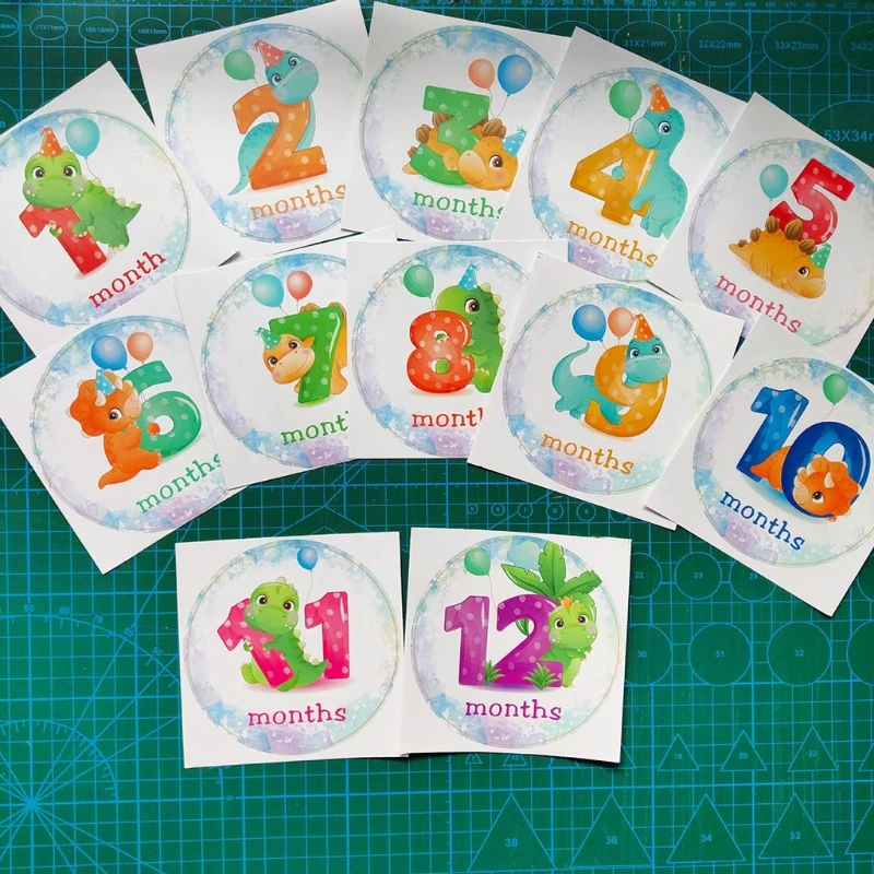 souvenirs for a newborn baby boy 12 Pcs/Set Baby Pregnant Monthly Stickers Cute Dinosaur Memory Recording Milestone Sticker Newborn Growth Photo Photography C6UF hand & footprint makers book