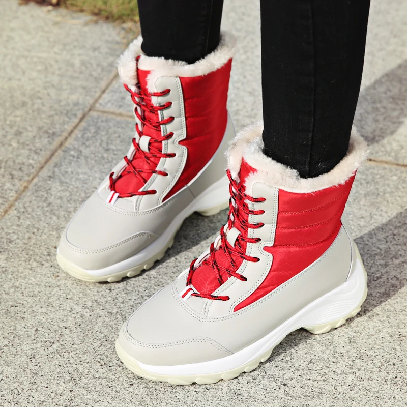 Зимняя женская прогулочная обувь Теплые уличные кроссовки из толстого плюша