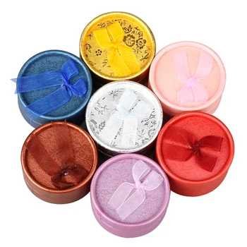 

2019 New Round Jewelry Box Wedding Engagement Earrings Ring Box Bow-knot Jewelry Display Gift Box Holder Case