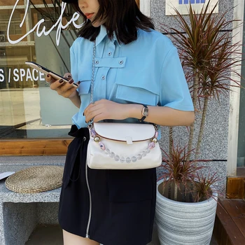

Toposhine Transparent Round Bead Chains Bag Woman Shoulder Bag Women Crossbody Bags Lady Handbag High Quality Leather Female Bag