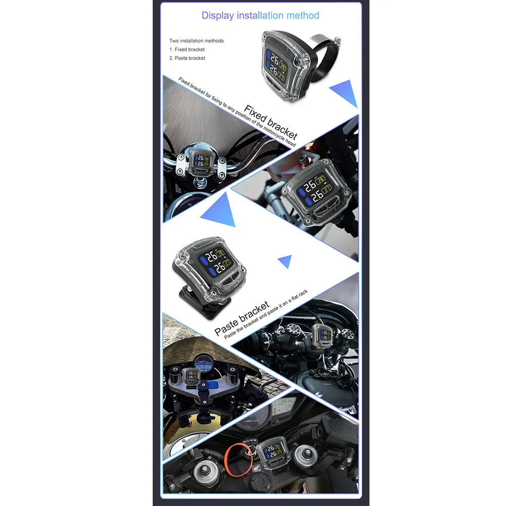 Motorcycle TPMS Tyre Temp Waterproof Tools With 2 Sensor Monitoring System Tire Pressure Electronic LCD Display Internal