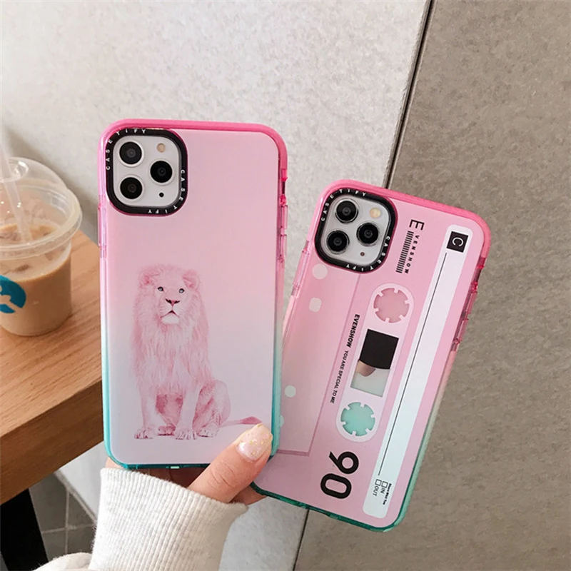 

Gradient Silicone Transparent Anti-fall Shockproof Phone Case For iPhone 11 Pro Max X XR XS XS Max 6 7 8 Plus TPU Silicone Case