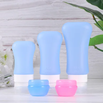 

1 Set of Empty Bottles Silicone Cosmetics Bottle Travel Subpackaging Bottle Cream Storage Bottle Blue