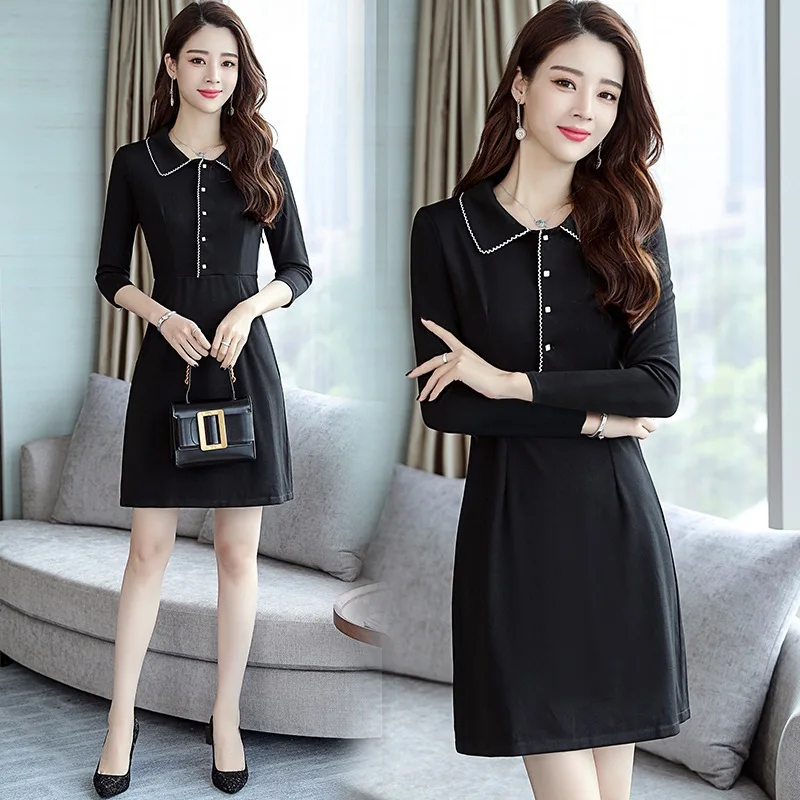 

Fat Mm Large Size Dress Autumn Clothing Large GIRL'S Waist Thick Cover Belly Chubby Tibetan Meat Peter Pan Collar Dress by Age W