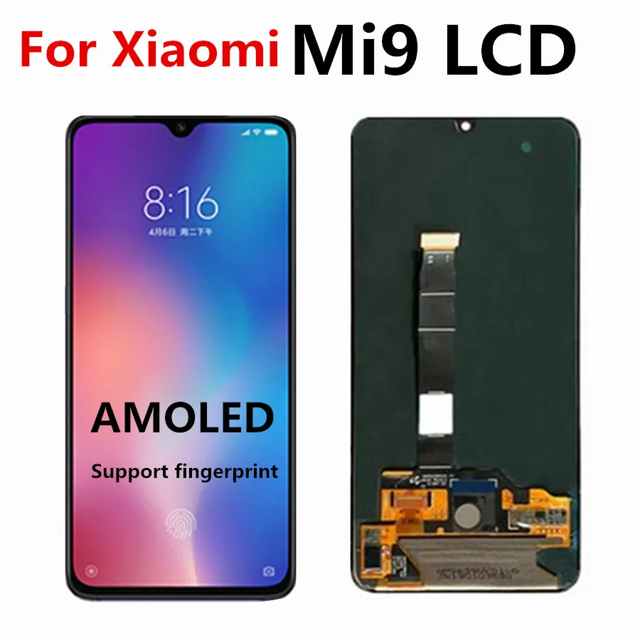 ЖК дисплей AMOLED для xiaomi Mi 9 Mi9 6 39 дюйма сенсорный экран дигитайзер в сборе Xiaomi с