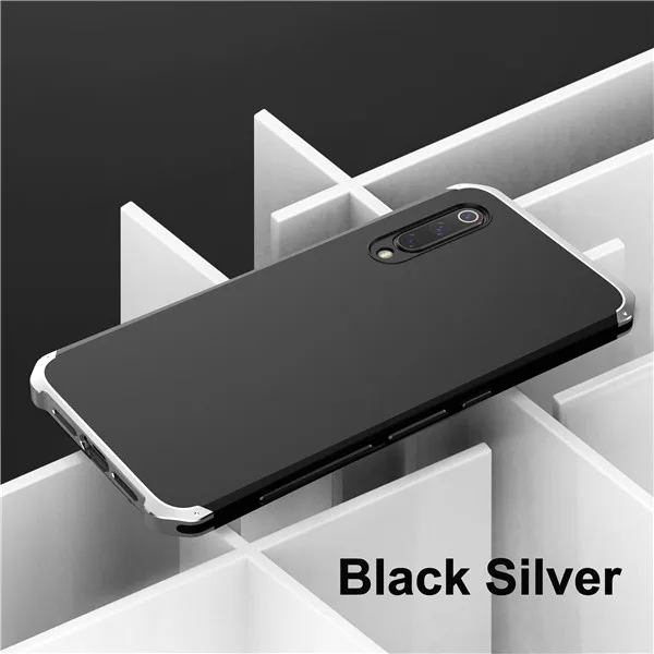 Black Silver Shockproof Mi 9 Armor Case for Xiaomi Mi 9 Case Metal Frame Hard PC Cover Coque for Xiaomi Mi 9 Pro Case Anti-Drop Mi 9 Funda - Цвет: Black Silver