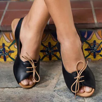 

New Summer Women's Sandals Fashion Lace-Up Casual Roman Style Concise Shoes Fish Mouth Beach Back Strap Sandals Sandalias Mujer