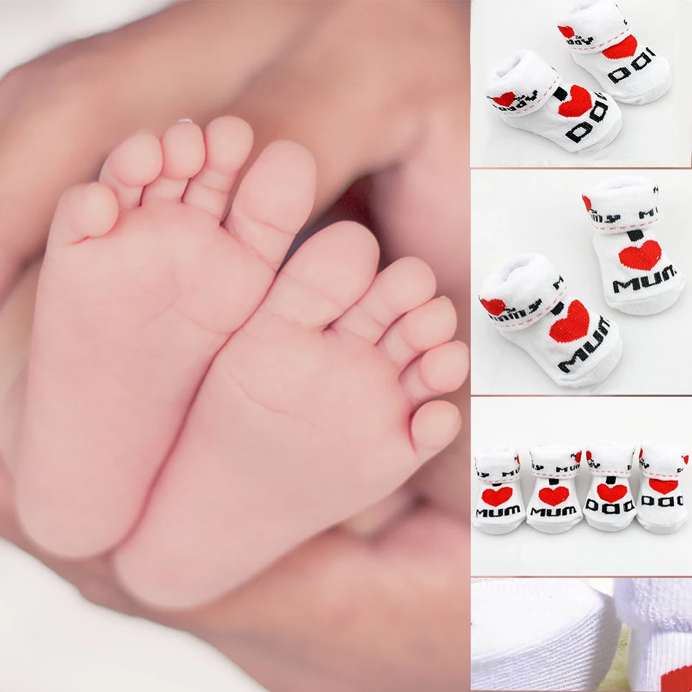 Детские носки из чистого хлопка с надписью «love mom/love dad»