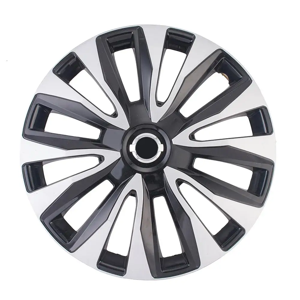 ABS hubcaps Set of Four RTX Plastic Clips 80-1285 15 Black & Chrome 