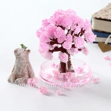 Diy mágica crescente papel cristais árvore cereja árvore magicamente engraçado árvores de natal crianças brinquedos novidade ciência brinquedo para crianças