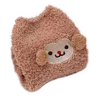 

Autumn Winter Coral Fleece Women Socks Thick Cartoon Embroidery Home Floor Sock