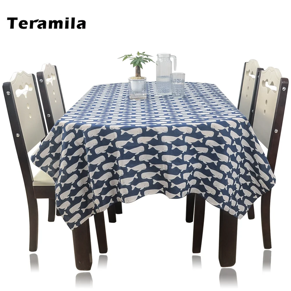 

Teramila Thick Rectangular Cotton Linen Tablecloth Animal Design Decoration Wedding Mantel Oval Dining Tea Table Cloth Cover