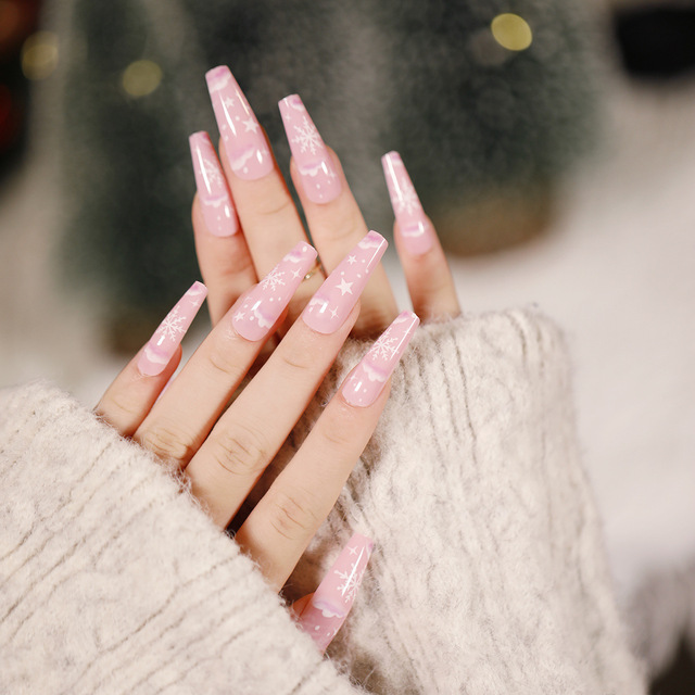 Pcs Bling Fake Nails Coffin Press On Nails Short Acrylic Reusable False Nails Tips Party Christmas Nails For Women Girls