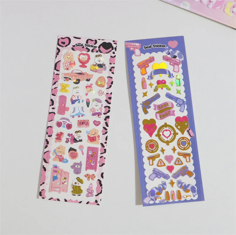 1Pc Kawaii Bear Rabbit Stickers Scrapbooking Decorative Ribbon Cute Sticker Korean DIY Diary Album Stick Label School Stationery