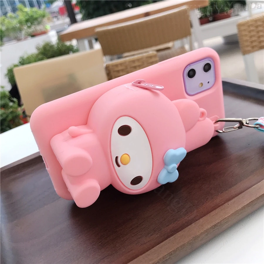 С рисунком из мультфильма с рисунками из мультфильма «My Melody Cinnamoroll Собака на молнии кошелек чехол для телефона для iPhone 6 6s 7 8 Plus X XR XS 11 Pro Max Мягкий силиконовый чехол Крышка