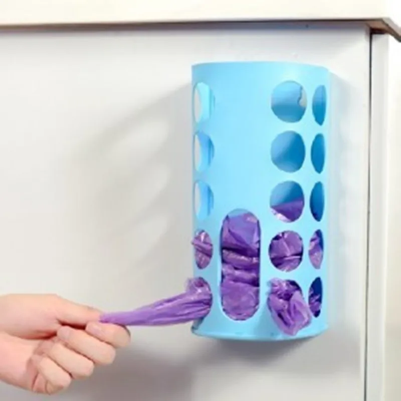 

Plastic Bag Holder Stand Rubbish Trash Bag Basket Wall Mounted Hanging Storage Bags Dispenser Organizer Rack Kitchen Accessories
