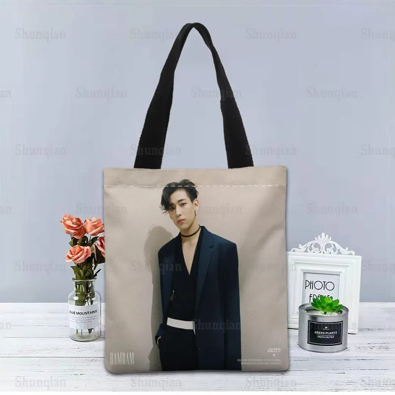 KPOP GOT7 Handbag Foldable Shopping Bag Reusable Eco Large Unisex Canvas Fabric Shoulder Bags Tote Grocery Cloth Pouch 0512 