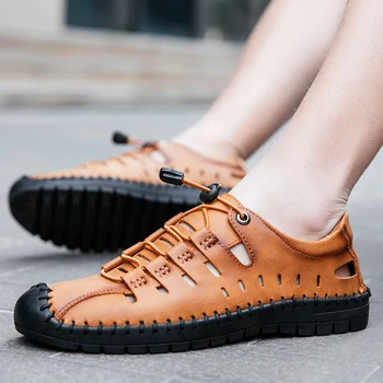 

Fashion Genuine Leather Sandals Cow Leather Men Sandals Shoes Mens Sandals Summer Men's Sandal Shoes Male Chaussure Homme w5