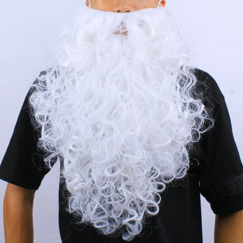 Санта Клаус Косплей Рождество кудрявые белые усы, шляпа борода и парик костюм Праздничная Вечеринка Рождественский комплект