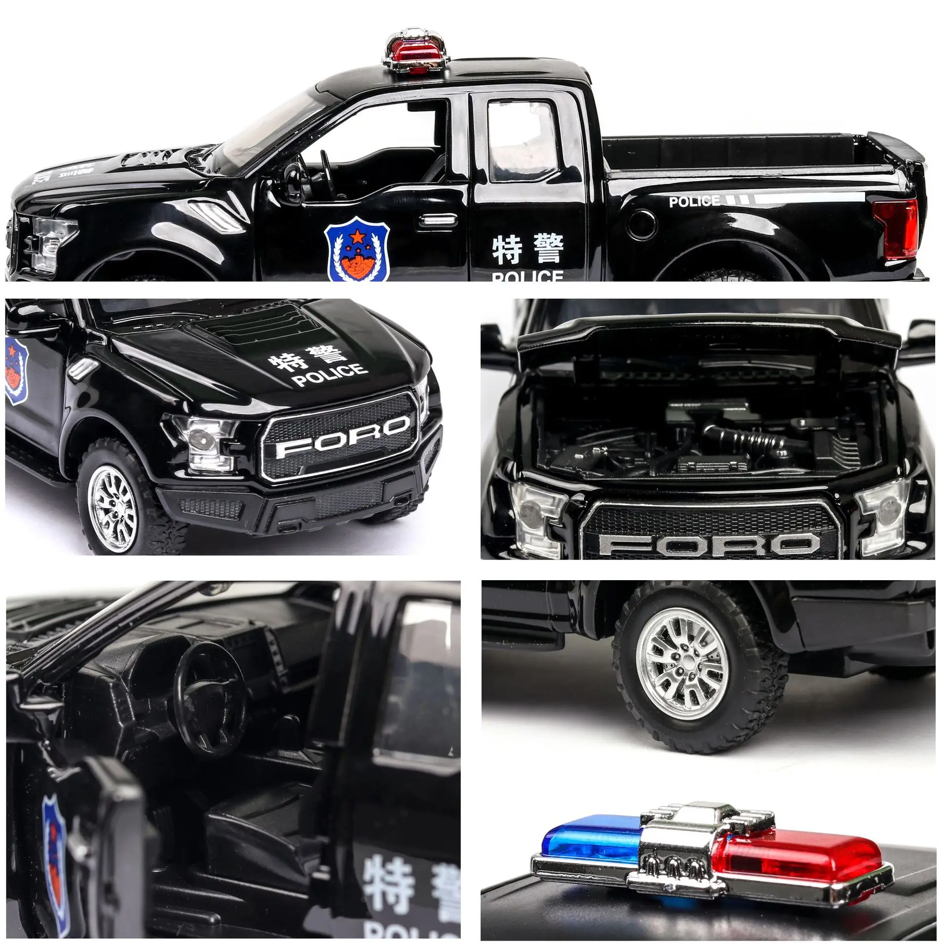 1:32 Высокая Имитация Ford Raptor F150 детская игрушка сплав внедорожная модель полицейской машины для детей Подарки