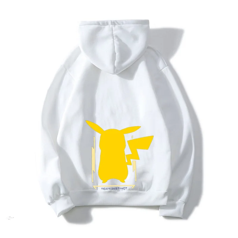 Толстовка с капюшоном для мальчиков; Kawaii Pika; повседневная одежда; Детский свитер с принтом Пикачу; топ с покемонами; сезон осень-зима; детский пуловер; толстовка с капюшоном