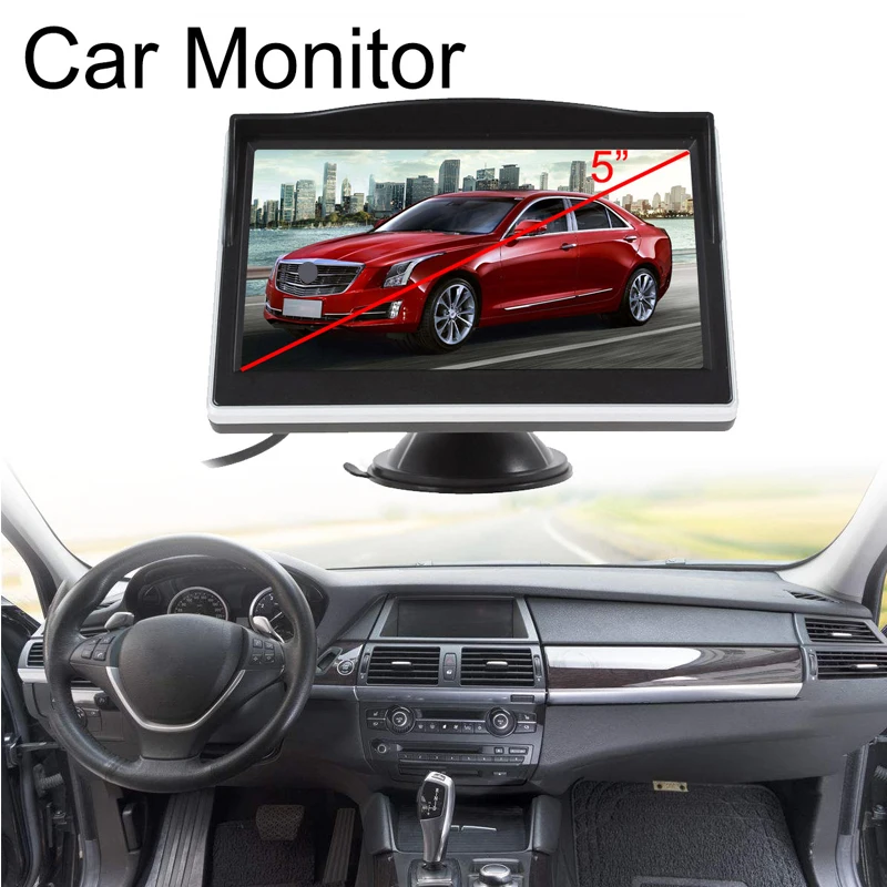 TFT LCD HD 스크린 자동차 모니터, 주차 후방 보기 모니터, 컬러 자동차 후방 보기 백업 카메라, 5 인치 