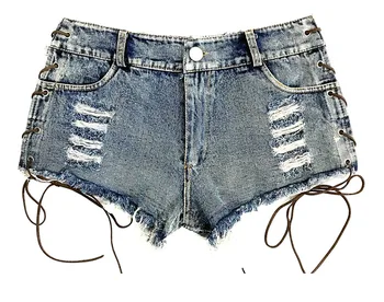

New Sexy Cut Off High Waist Bodycon Bandage Mini Women's Ripped Denim Jean Shorts Hollow Out DJ Clubwear