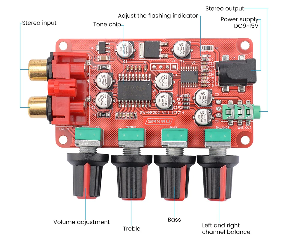 AIYIMA PT2315E Tone Board твитер управление басовым тоном 3,5 мм аудио выход для наушников DIY предусилитель динамик усилитель домашний кинотеатр