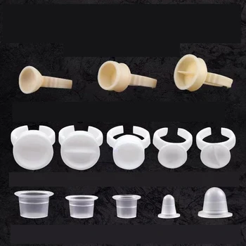 

100pcs Silicone/Plastic Tattoo Ink Cup Holder Disposable Eyebrow Makeup Pigment Container Caps Tools for Microblading Supplies