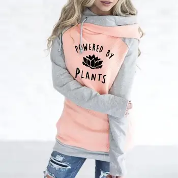 

Zipper Decoration Hoodies For Women Vegetariana Vegana DESARROLLADO POR PLANTAS Letters Sweatshirts Femmes Hoodies Harajuku