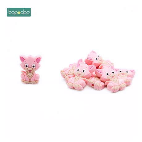 Pink cat Bopoobo 20 шт. Детские Прорезыватели для прорезывания зубов пищевой силикон панда шарик детский прорезыватель Bpa бесплатные товары для младенцев для DIY Детская Подвеска грызунов шарик - Цвет: Pink cat