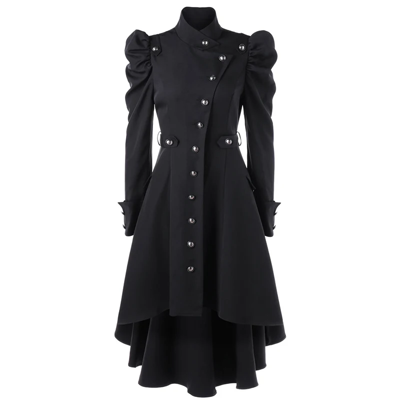 

Lortalen Women 2019 Winter Steampunk Long Coat Gothic Overcoat Ladies Retro Jacket Button Outerwear Veste Femme Chaquetas Mujer