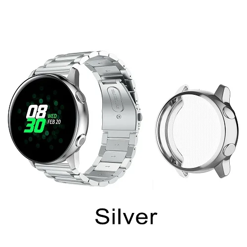 20 мм ремешок из нержавеющей стали для samsung Galaxy Active Watch 42 мм металлический браслет Мягкий защитный чехол R500 аксессуары для часов - Цвет: Package 1