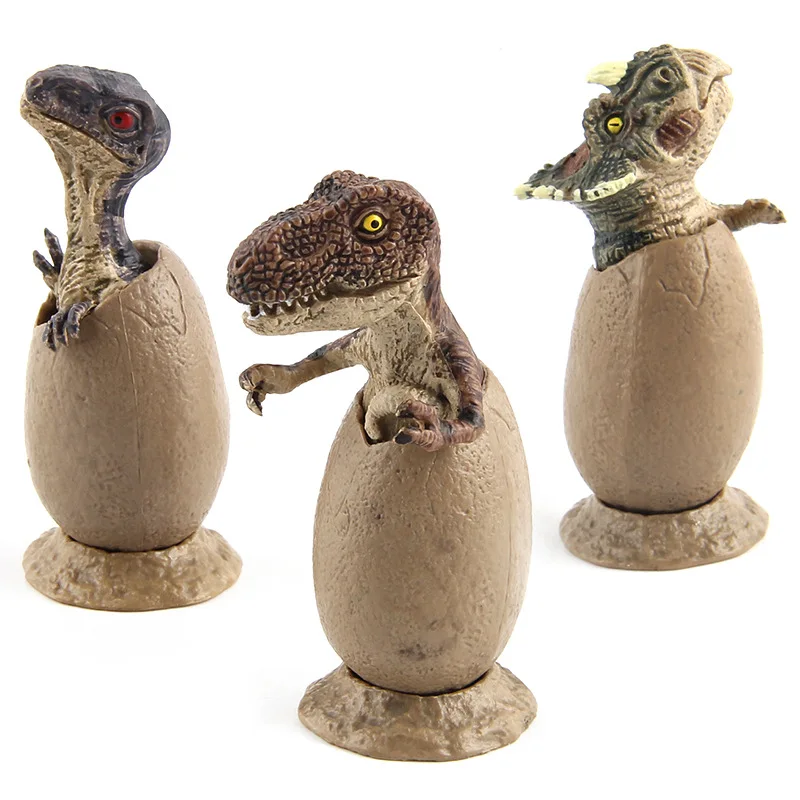 

Foreign Trade Cross Border Jurassic Dinosaur Model Mini Semi-Hatching Dinosaur Egg 3 PCs with Base Set Manufacturers Direct Sell