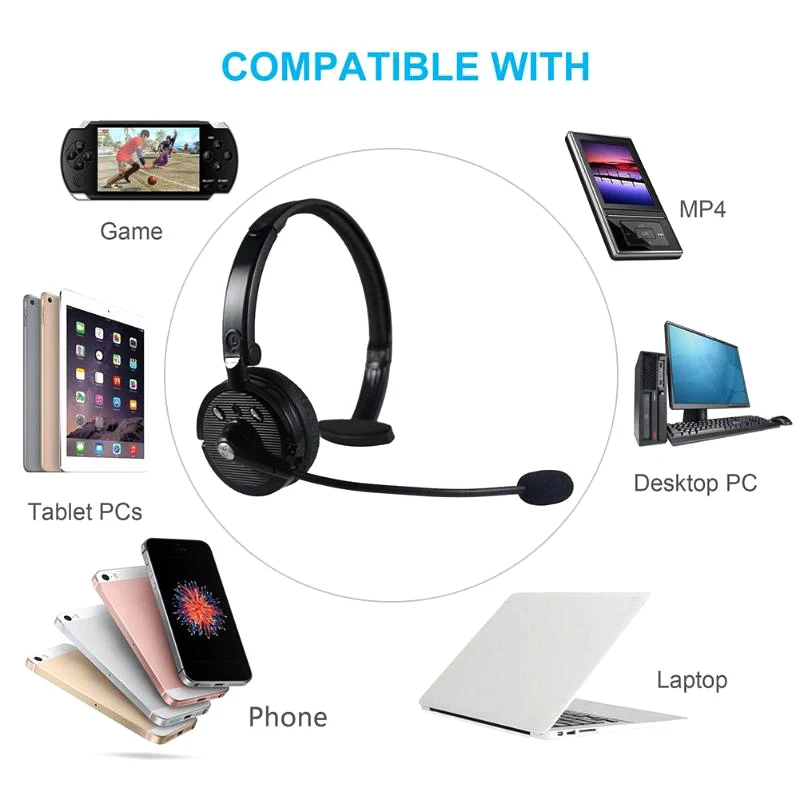 Noise Canceling BH M10B Bluetooth Over Head Boom Mic Headset For Trucker Drivers