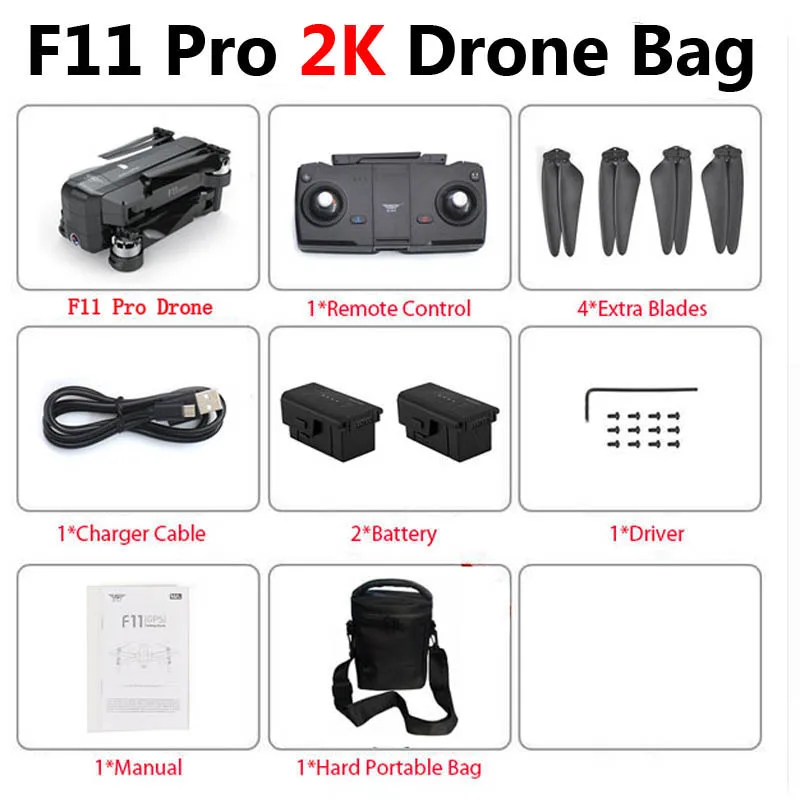 SJRC F11 PRO Профессиональный gps 5G WiFi FPV складной Дрон с камерой 1080P 2K HD бесщеточный RC Квадрокоптер Вертолет игрушка SG906 K1 - Цвет: F11 Pro 2K 2B Bag