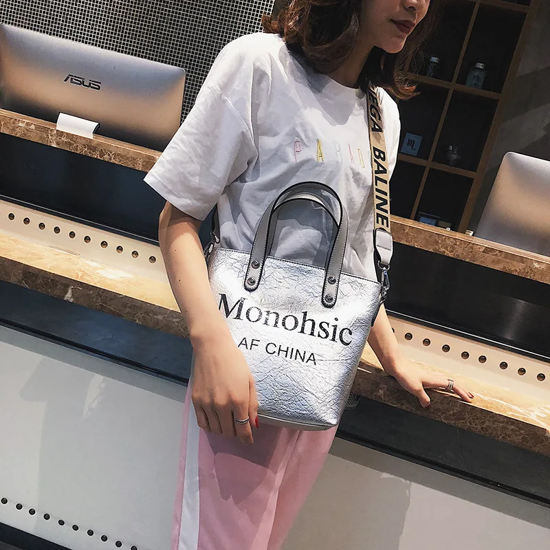 

Retro Big Bag Women's 2018 New Style Fashion Lettered Large-Volume Crossbody Bag Korean-style Broadband Hand Tote Bag
