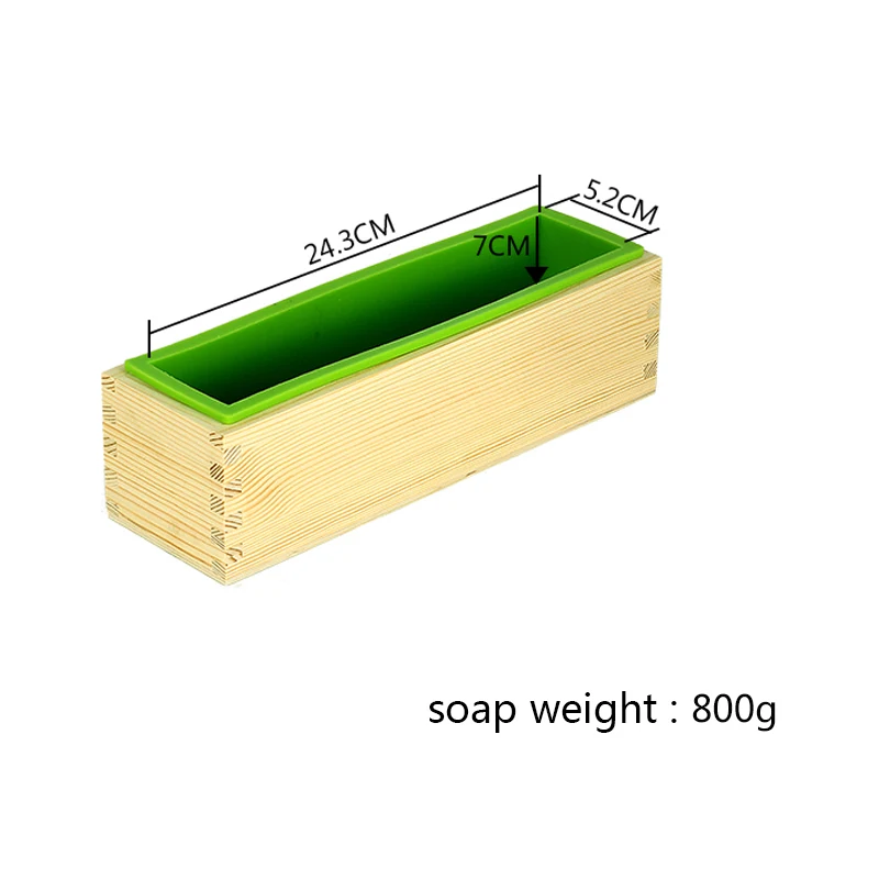 Silicone Soap Mold Rectangular Flexible Mould with Wooden Box for DIY Handmade Tool