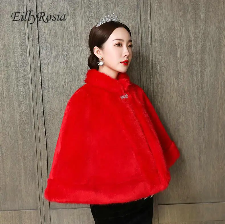 Зимняя теплая Свадебная куртка красный белый искусственный мех свадебный палантин шаль Свадебные аксессуары Boleros De Novia Etole Mariage Meisje