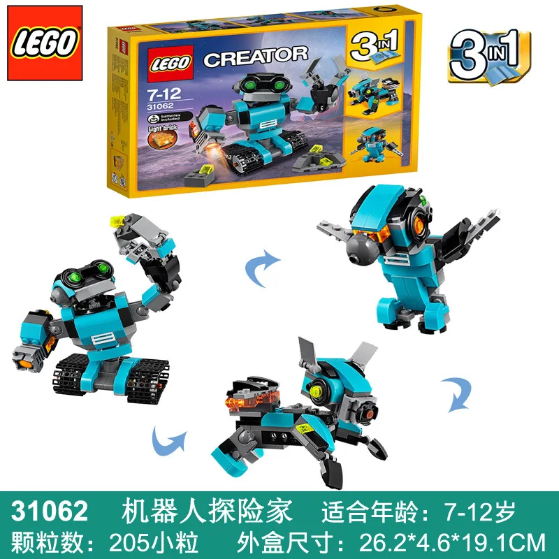 

April New Products Creative Flexible Series 31062 Robot Explorers Building Blocks Toy