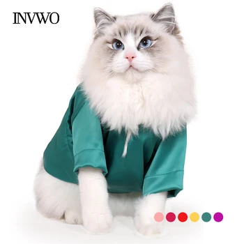 

INVWO Summer Cool Colorful Cat T-shirt Dress Thin Non-stick Wool Silk British Style Six-color Cat Clothes Upscale Lace Ragdoll