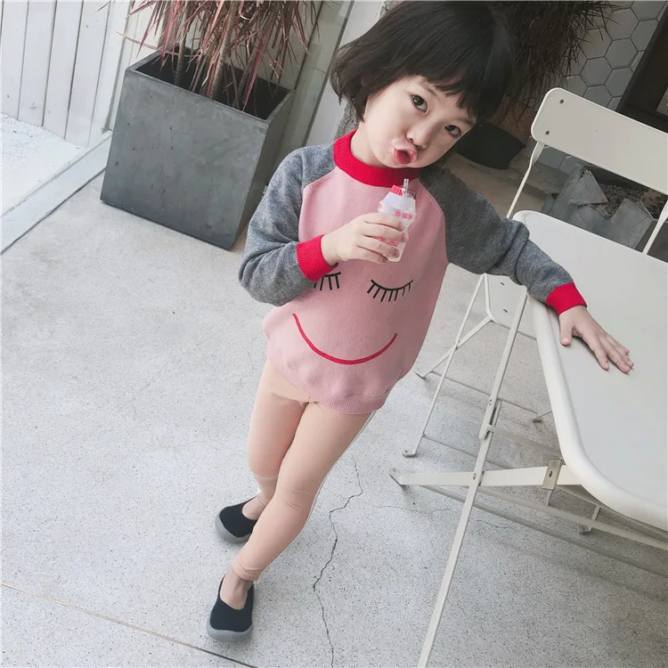 Осенняя одежда; Стильный пуловер с длинными рукавами для мужчин и женщин; вязаный свитер с круглым вырезом и принтом смайлика; M20