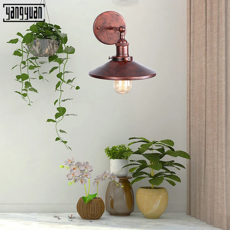 

Nordic rust Wall Sconce Industrial LED Wall Lamp Vintage Light Loft E27 Bulb Iron Retro Home Deco Bedroom Desk Lighting Fixtures