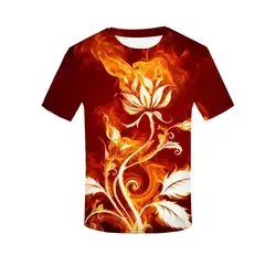 Огненный Цветок/Роза 3d принт футболка брендовая Повседневная футболка Летняя модная футболка смешные мужчины/женщины короткий рукав хип