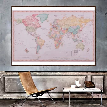 

Map of The World 150*100cm Retro Wall Stickers World Map Poster Classic Edition Wallpapers Posters for Home Office Supplies