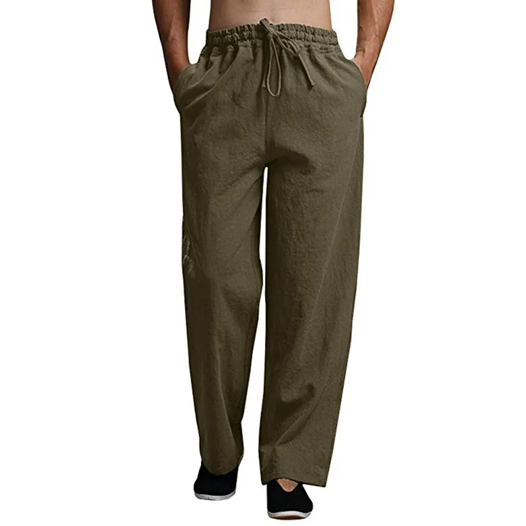 Sinicism Store Plus Size Cotton Straight Pants Mens Jogger Pants 2019 Male Casual Summer Track Pants Trousers 8.7