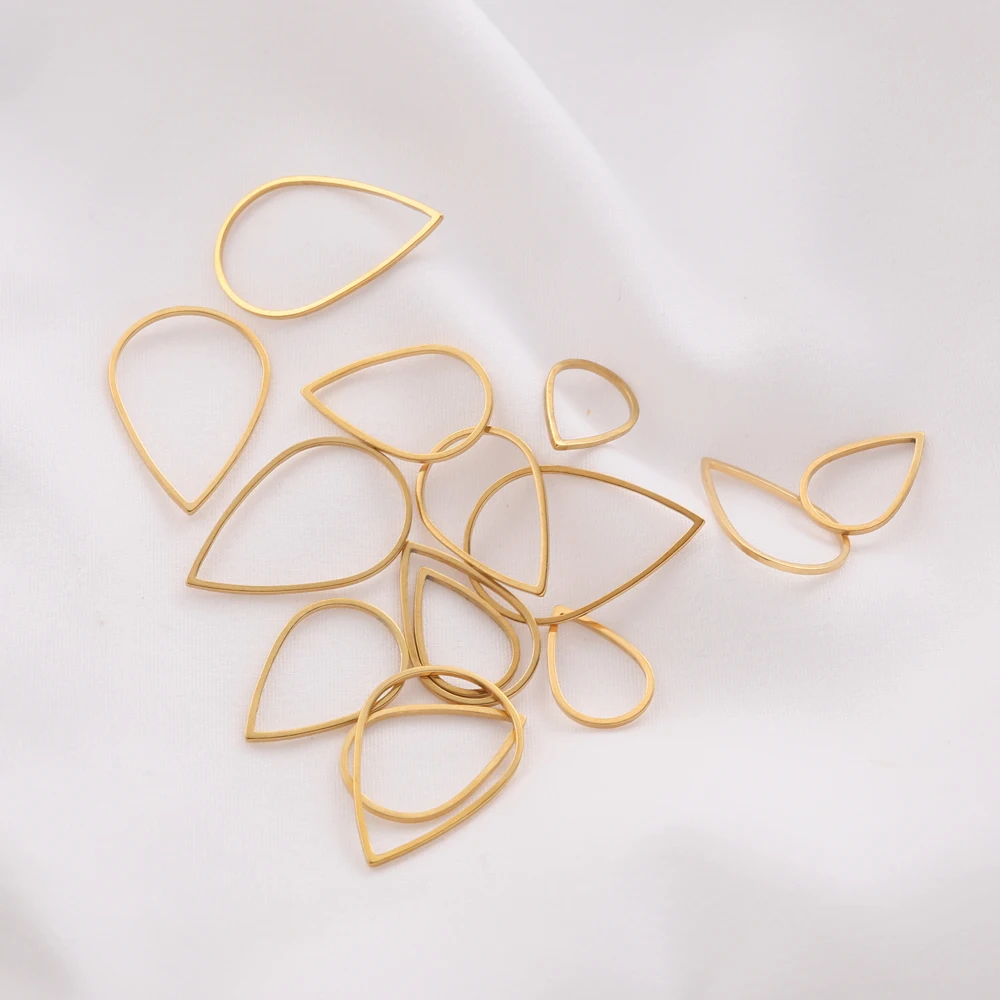 10 шт. подвески в форме капли воды золотые заклепки из нержавеющей стали полые