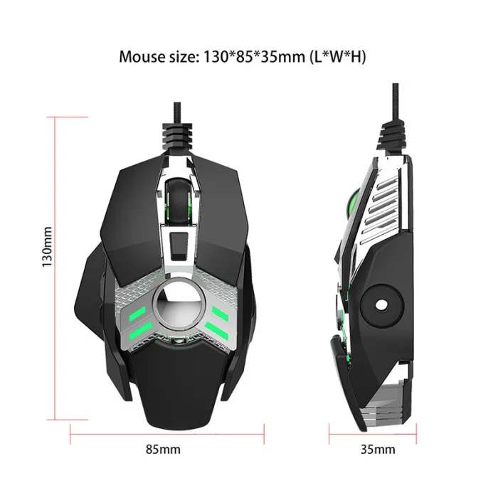 Проводная игровая мышь 6400 dpi 7Key программируемые геймерские мыши с подсветкой для портативных ПК SD998